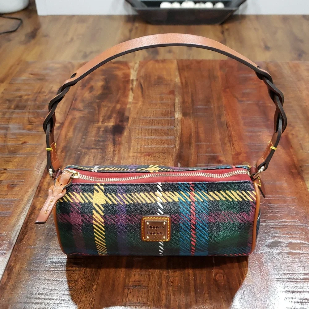 Dooney & Bourke Windsor Tartan Barrel Bag - Red, Green, Yellow - Picture 3 of 16